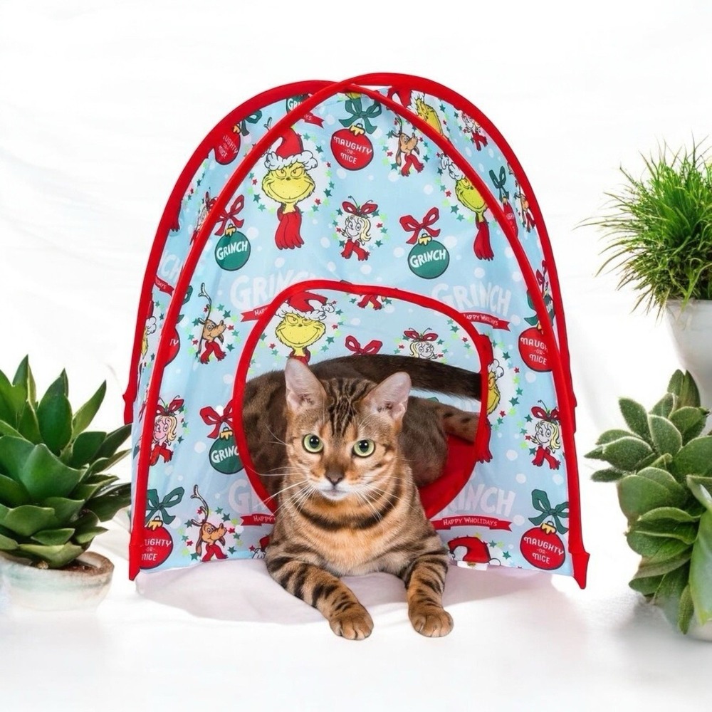 The Grinch Print Toy Pop-Up Cat Play‎ Tent Toy Holiday Print Hide Play Sleep NWT